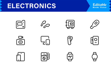 Electronics Devices Professional Line Icon Collection – Modern, Minimal, and High-Quality Vector Pack for Versatile Design Applications