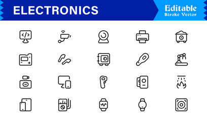 Electronics Devices Professional Line Icon Collection – Modern, Minimal, and High-Quality Vector Pack for Versatile Design Applications