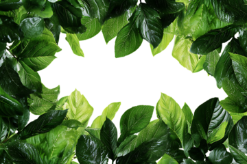 Green leaves frame a black space, perfect for text or logo.