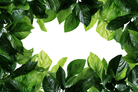 Green leaves frame a black space, perfect for text or logo.