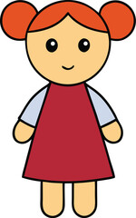 doll with pigtails vector illustration on transparent background