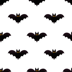 Fototapeta premium Seamless Halloween pattern with bat. Perfect for festive wrapping paper and holiday decor.