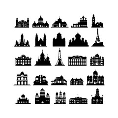 Building Vector Elements Silhouette