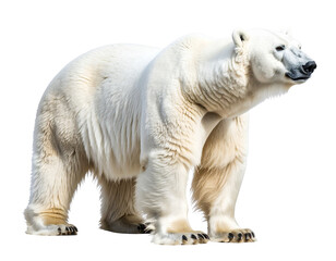 Fototapeta premium Realistic Standing Polar Bear Side Profile, Isolated on Transparent Background