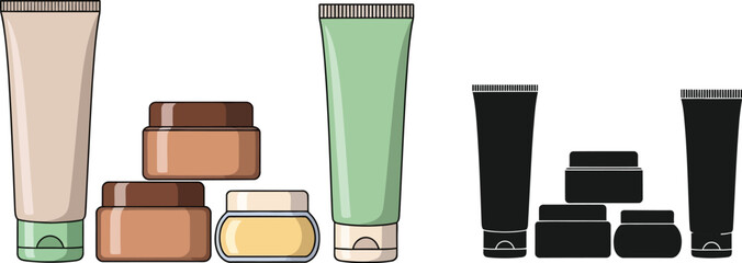 Beauty product mockup skincare packaging cosmetic containers cream tubes lotion bottles design