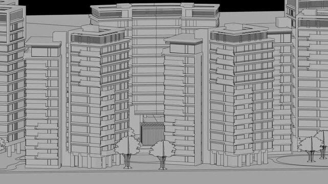 Animation of a Generic Apartment Building complex, Seamless Looped Animation	