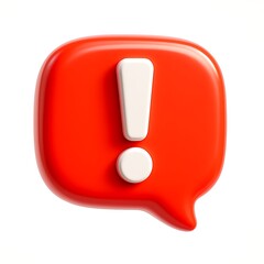 Red speech bubble with white exclamation mark symbol