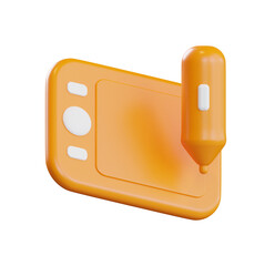 Modern Orange Stylus and Drawing Tablet:  Clean 3D Render, Playful Mood, Technology Concept