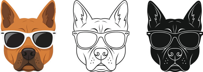 Dog wearing sunglasses vector illustration dog head vector dog face vector dog art vector