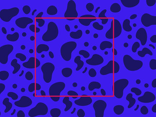 Fototapeta premium A vibrant, modern abstract pattern featuring dark blue blob shapes scattered on a bright, bold blue background.