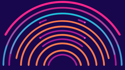 Obraz premium Curved Circuit Arcs in Radial Layout with Glowing Effect