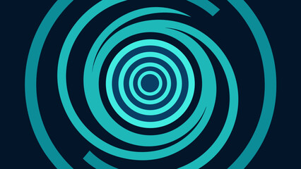 Naklejka premium Cyan Spiral Tech Pattern on Dark Digital Background