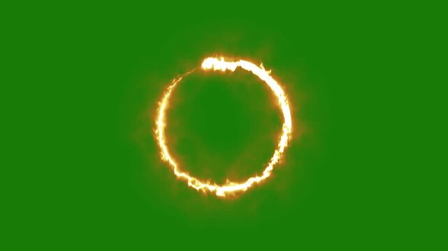 Fire circle path motion graphics with green screen background