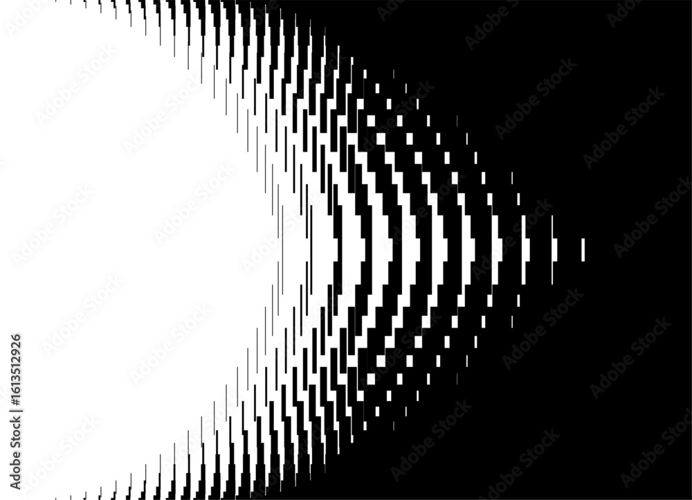Poster vector transition from black to white from abstract pixels. arrow pattern. modern technological vect