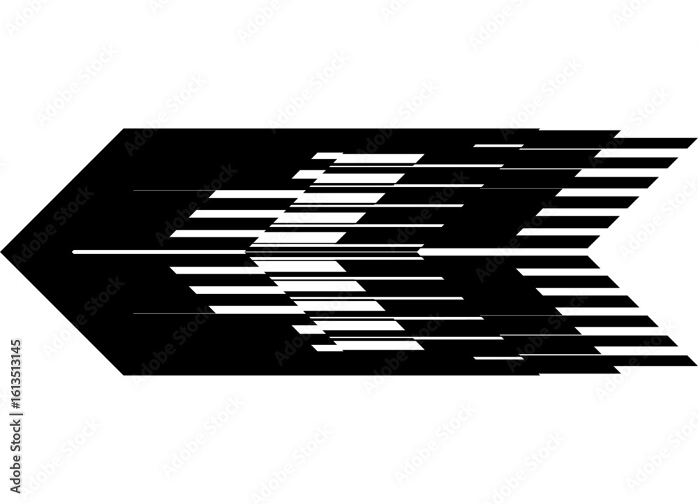 Poster abstract vector arrow from broken lines. pattern. modern technological vector background. striped de
