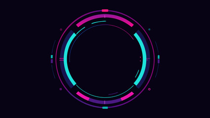 Floating HUD Circle Frame with Neon Tech Aesthetic