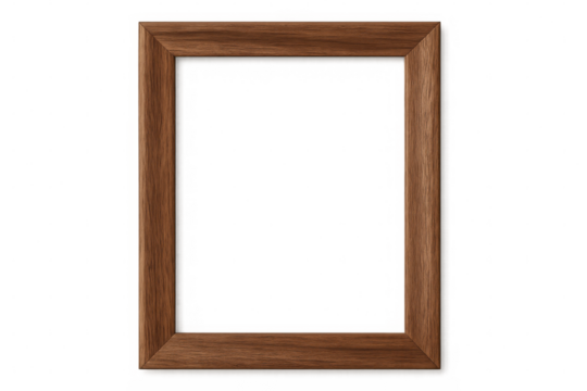 Wooden picture frame featuring a transparent background, perfect for displaying artwork or photographs in an elegant and classic style