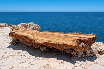 Weathered Rock Formation on Coastal Cliff with Ocean View