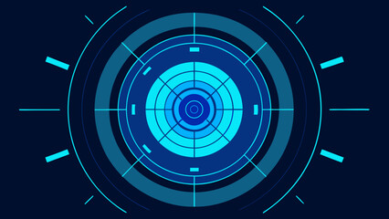 Futuristic Blue Radar Interface with Glowing Lines