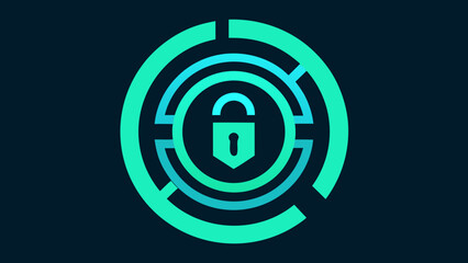 Sci Fi Circle Lock Symbol with Neon Effect