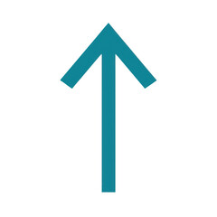 Fototapeta premium Teal arrow pointing up isolated on transparent background