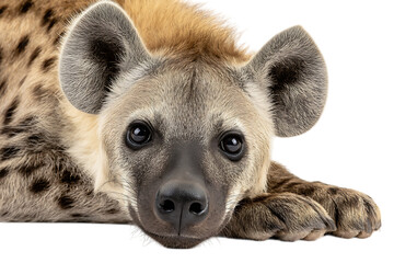 Close up portrait of a spotted hyena.