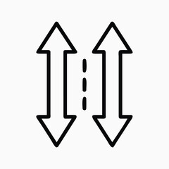 vertically aligned two arrows vector outline