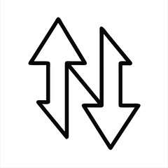 vertically aligned two arrows vector outline