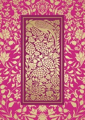 parrot, feathers , traditional wedding card design, royal India	