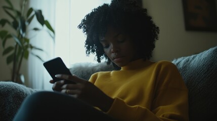Woman engrossed in phone (1)