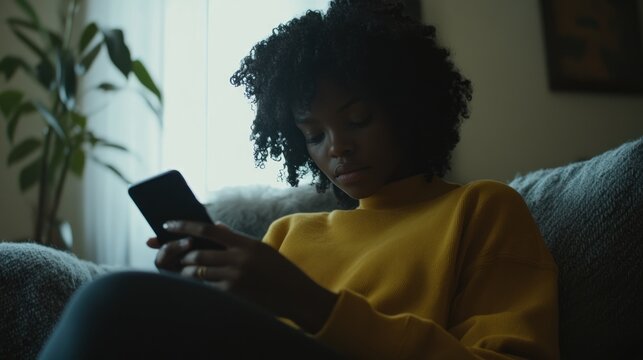 Woman engrossed in phone (1)