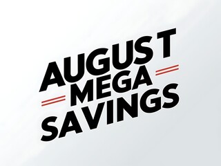 Fototapeta premium August mega savings promotion graphic.