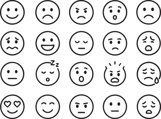 Mood Line Icons Pack Happy, Sad, Angry, Calm, Excited, Emotional, Face Expressions, No Text, Minimal Style Symbols
