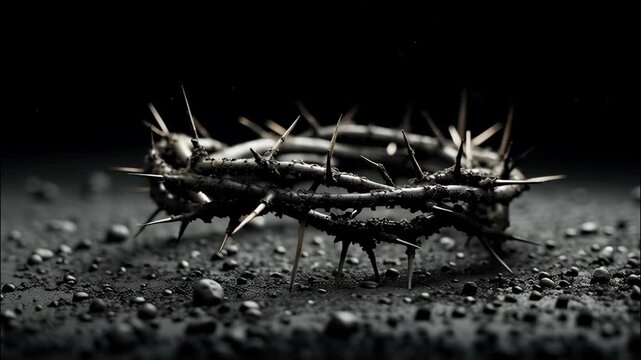 Crown of thorns on a dark background, representing the suffering and sacrifice of jesus christ video 4k