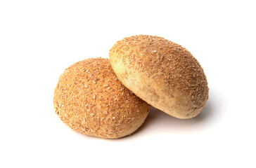 Two buns isolated on white background