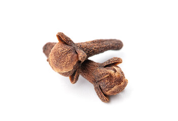 Dry spice cloves isolated on white background.