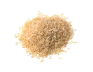 Pile of brown rice isolated on white background.