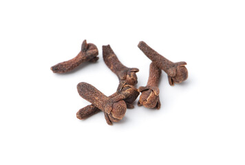 Dry spice cloves isolated on white background.