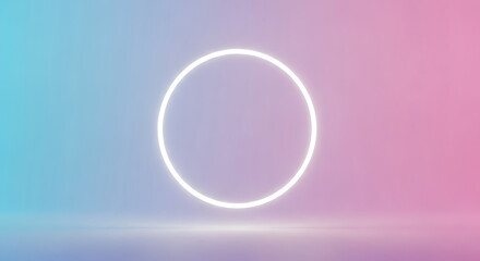 Obraz premium Glowing neon circle shape design with gradient pastel colors