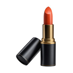 Orange lipstick tube with cap isolated on transparent background