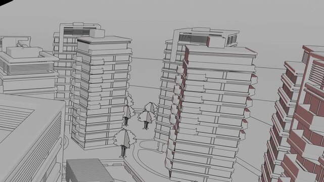 Animation of a Generic Apartment Building complex, Seamless Looped Animation	