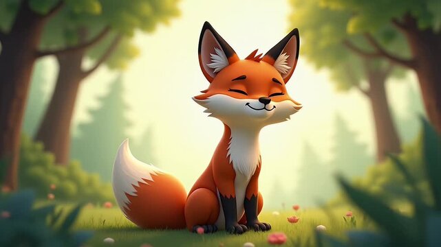 Introduce mindfulness mascot looping fox illustration eyes closed peaceful smile set against white alpha drag and drop inclusion lofi playlists educational