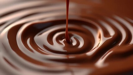 Decadent swirl glossy chocolate liquid erupts elegant splash rich highlights conveying indulgence slow motion four K footage suitable gourmet dessert adverts luxury confectionery - Powered by Adobe