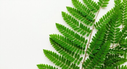 Lush Green Fern Leaves Close-Up, Indoor Setting, Photography, Subtle Light and Texture, Artistic Perspective on Plant Life