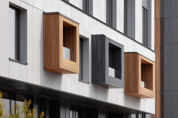 closeup view of modern wooden building facades showcasing innovative finishing techniques
