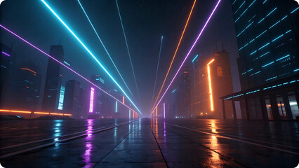 Futuristic neon cityscape night urban
