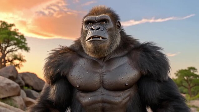 Gorila golpeando pecho