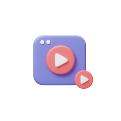 3d Render Of Purple Video Player Interface With Pink Play Buttons