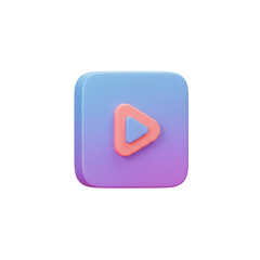 Glossy Purple And Pink Play Button Icon On Transparent Background