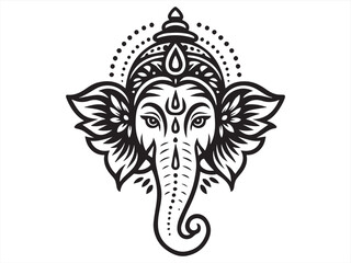 Obraz premium Ornamental Elephant Silhouette with Floral Mandala Headpiece – Tribal Henna Style Vector